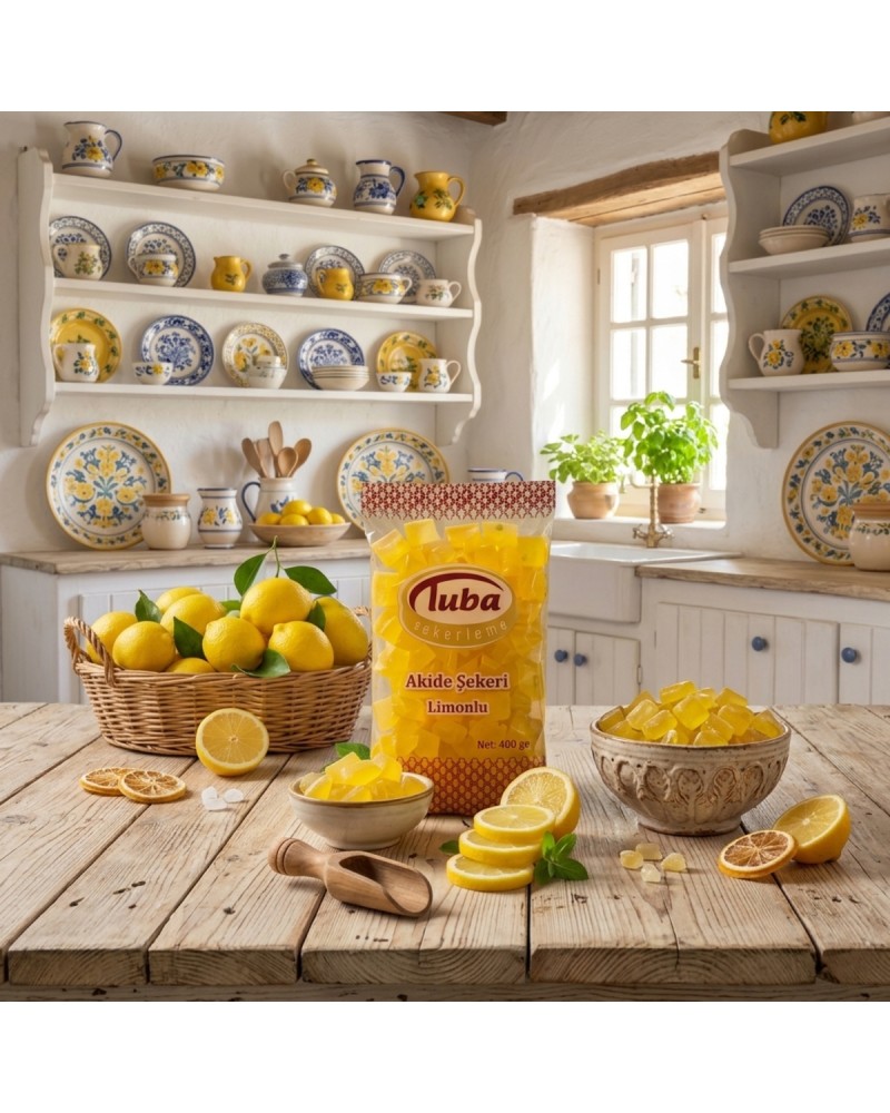 Geleneksel Lezzet İkilisi: Tuba Limonlu ve Tarçınlı Akide Şekeri (400g)